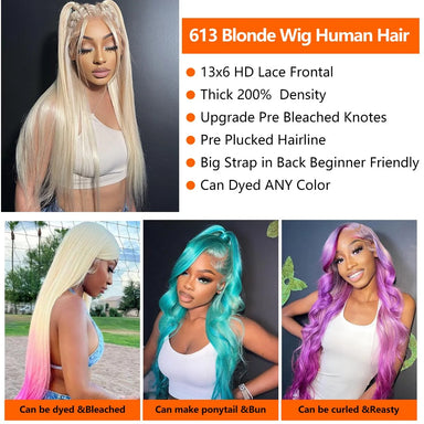 Blonde Vibes | 250% High Density 613 Blonde Glueless HD Lace 13x6 Frontal Wig