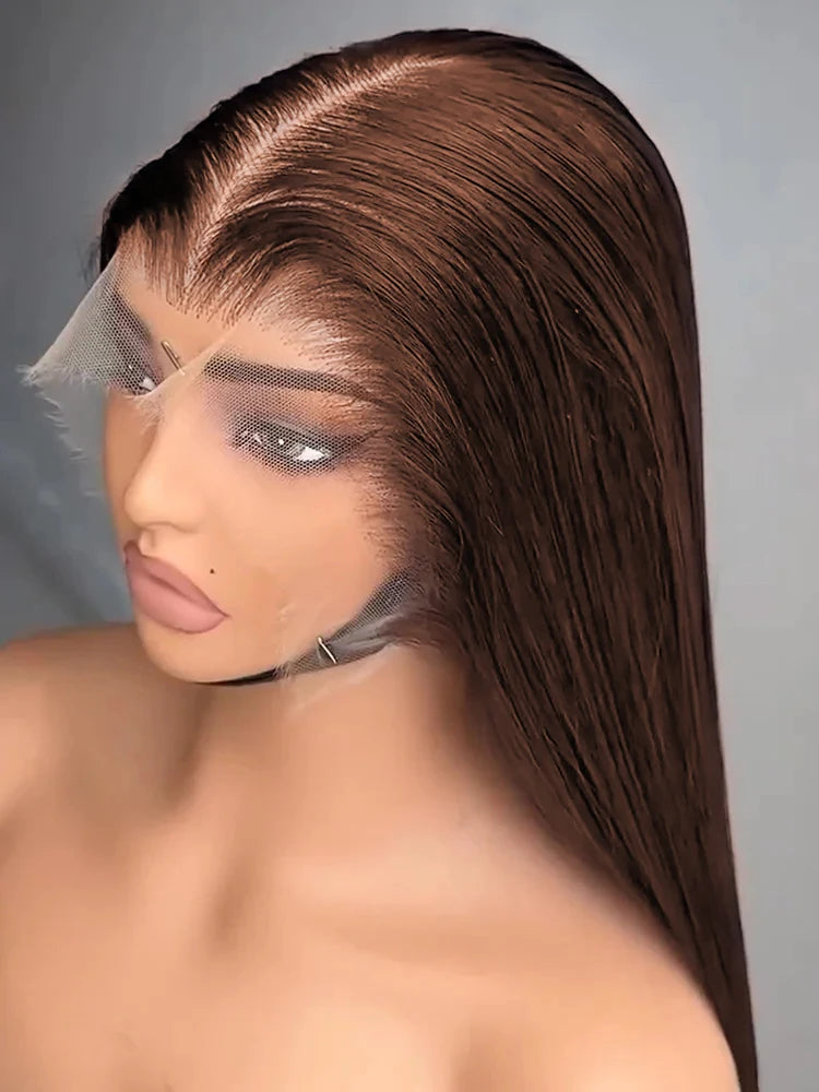 Classic Silk | Chocolate Brown Straight Glueless HD Lace 13x6 Frontal Wig by ShineEase
