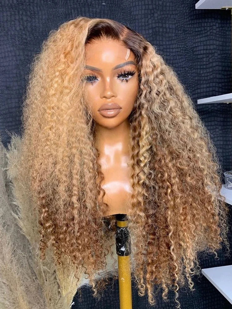 Big Curl Energy | Honey Brown Highlight Kinky Curly Glueless HD Lace 13x6 Frontal Wig
