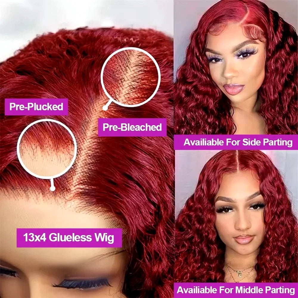 Throw On & Go | Burgundy 99J Deep Wave Glueless HD Lace 13x6 Frontal Wig