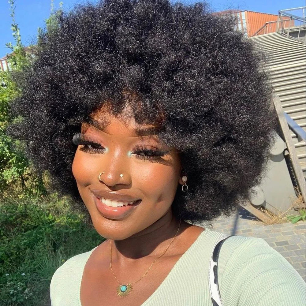 Natural Kinks | Kinky Curly Glueless HD Lace 13x4 Frontal OYMHAIR-Q01 Wig Pre-Cut