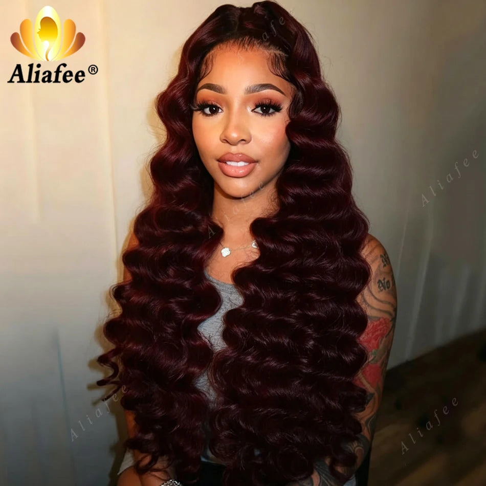 Wear & Go | Burgundy 99J Deep Wave Glueless HD Lace 13x6 Frontal Wig Pre-Cut