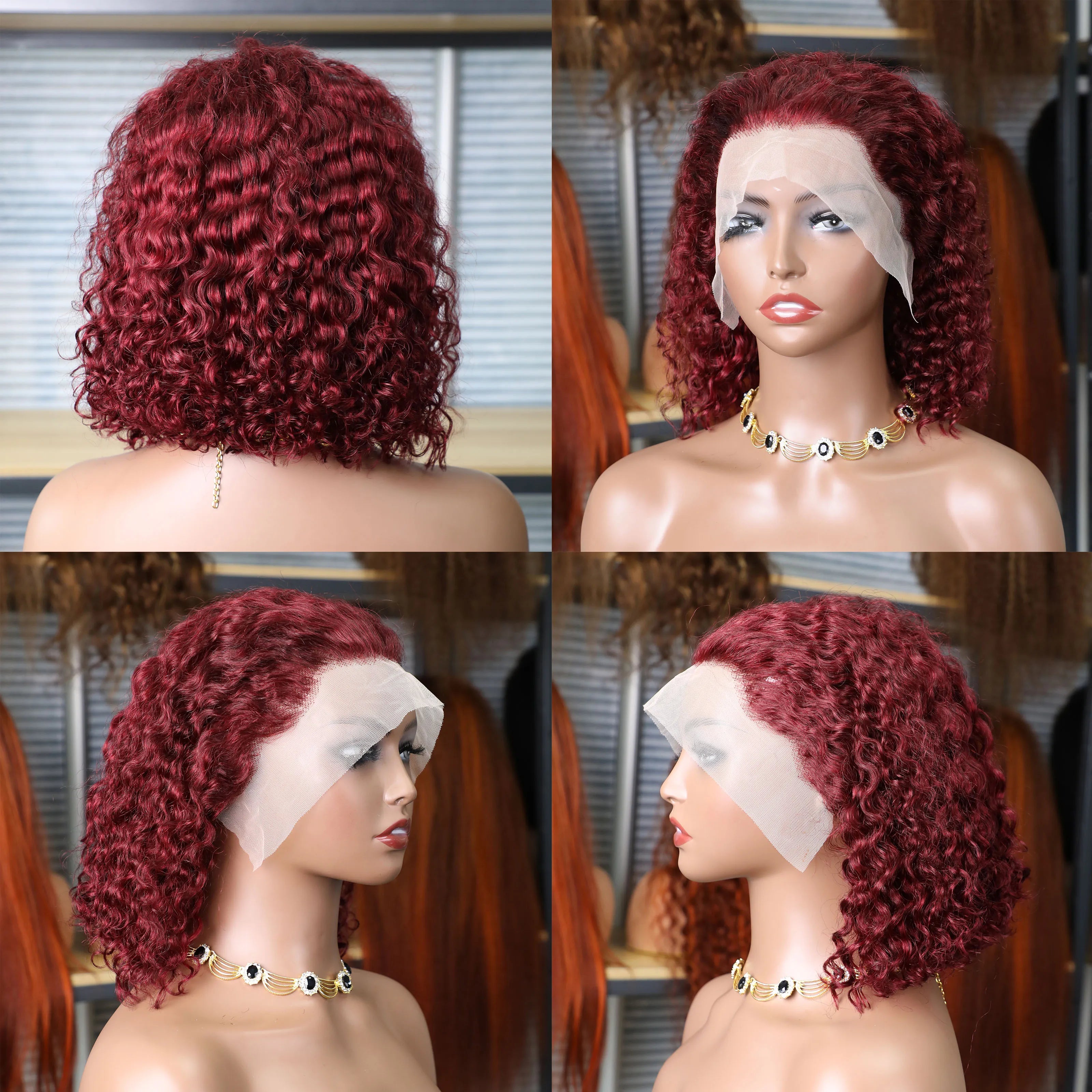 Ready To Wear | Burgundy 99J Deep Wave Glueless HD Lace 13x4 Frontal Wig by Doralia Pre-Cut