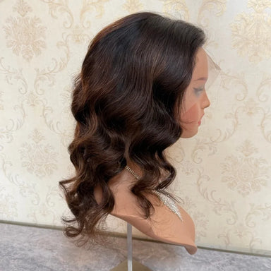 Flowy Waves | Honey Brown Highlight Loose Wave Glueless HD Lace 13x6 Frontal Wig Pre-Cut