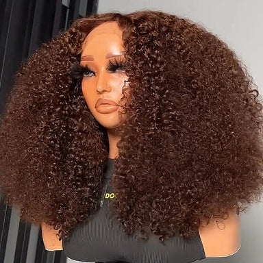 Natural Kinks | Chocolate Brown 450% Super Density Kinky Curly Glueless HD Lace 13x6 Frontal Wig