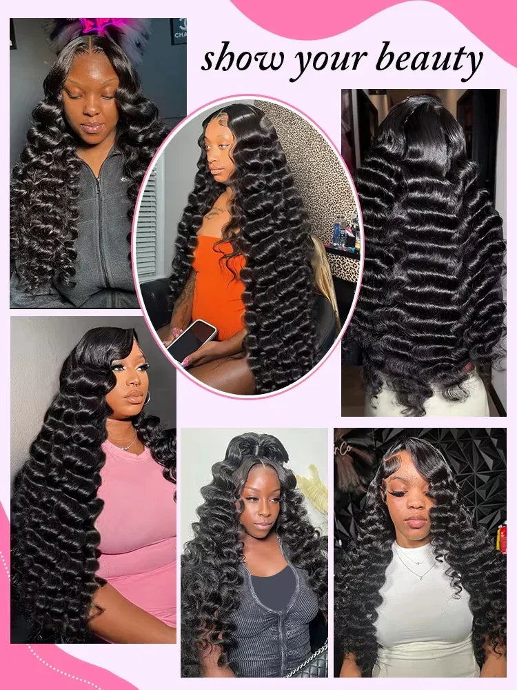 Throw On & Go | 300% Extra Density Deep Wave Glueless HD Lace 13x6 Frontal Wig