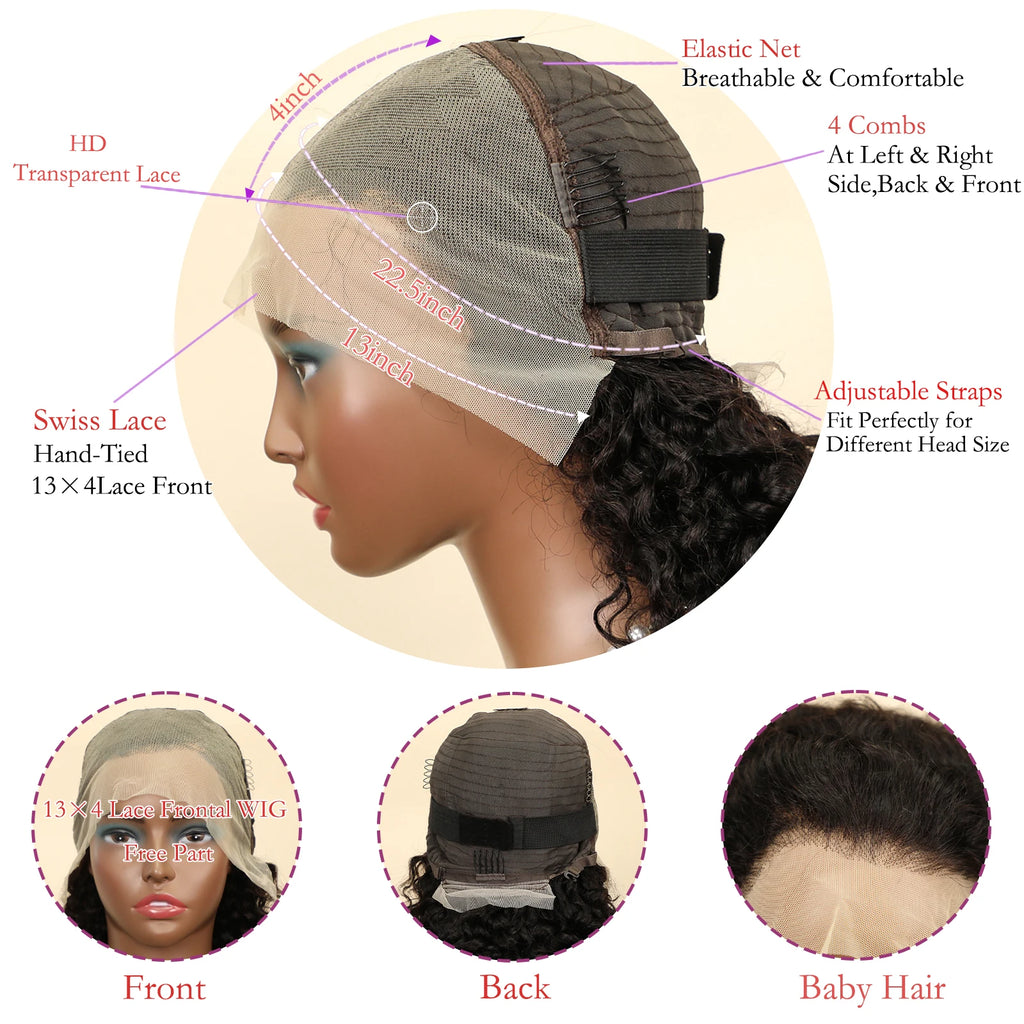 Effortless Waves | 200% Density Water Wave Glueless HD Lace 13x4 Frontal Wig Pre-Cut