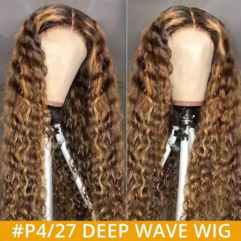 Wear & Go | Honey Brown Highlight Deep Wave Glueless HD Lace 13x6 Frontal Wig by Afybea GlowHair