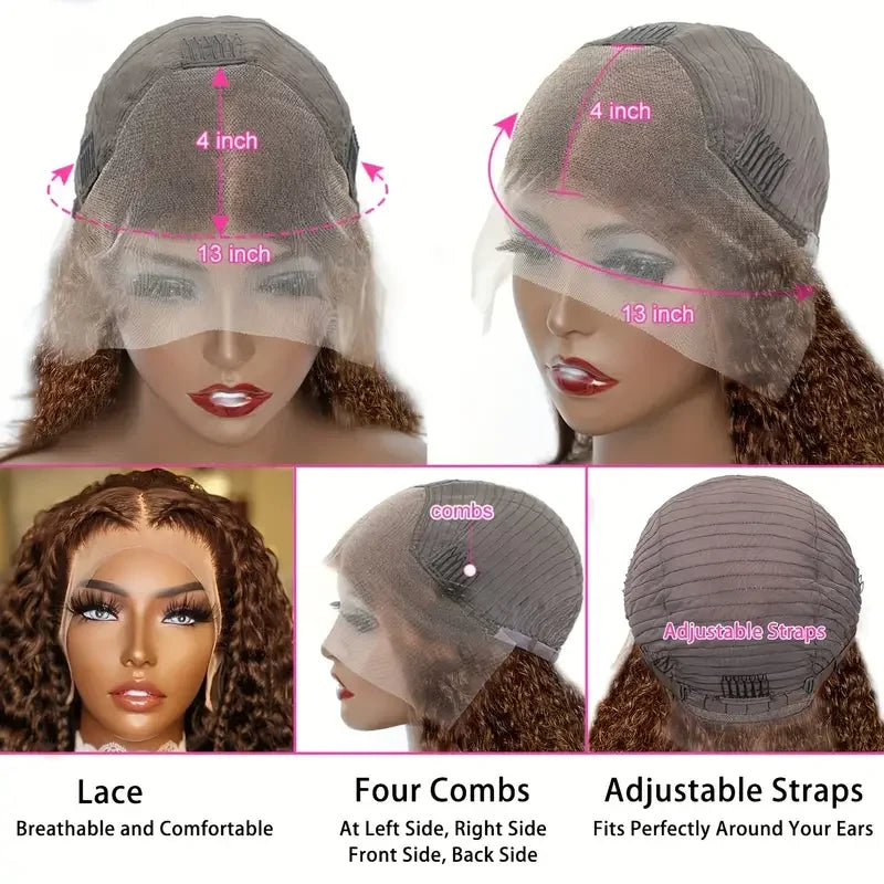 Natural Kinks | Chocolate Brown Kinky Curly Glueless HD Lace 13x4 Frontal Wig Pre-Cut