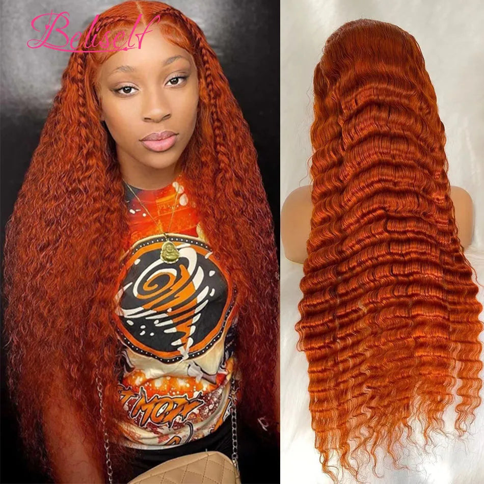 Throw On & Go | Ginger 300% Extra Density Deep Wave Glueless HD Lace 13x6 Frontal Wig