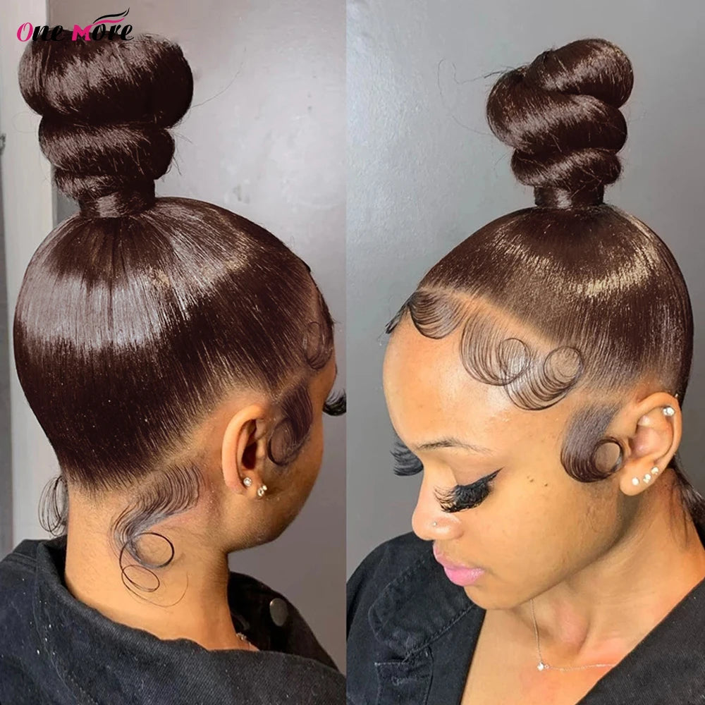 Polished Look | Chocolate Brown Straight Glueless HD Lace 13x4 Frontal Wig