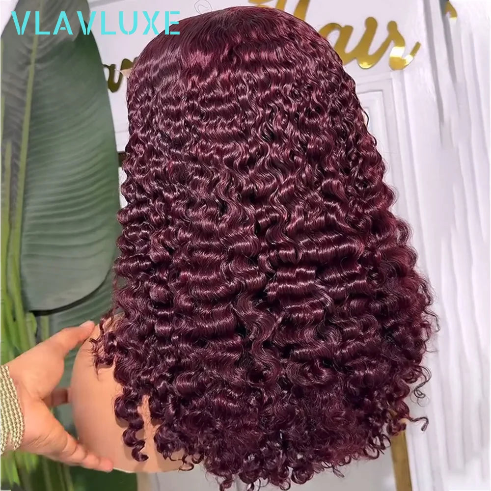 Throw On & Go | Burgundy 99J 400% Super Density Deep Wave Glueless HD Lace 13x6 Frontal Wig