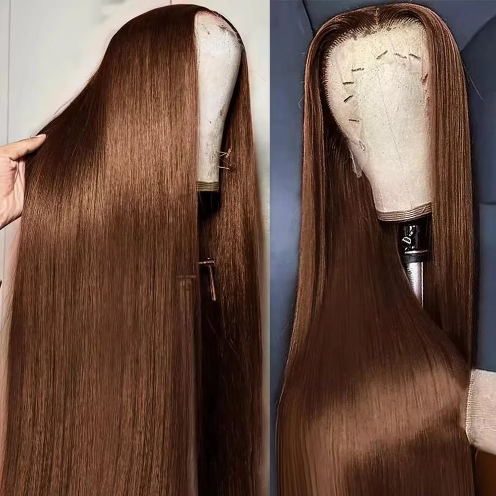 Polished Look | Chocolate Brown Straight Glueless HD Lace 13x6 Frontal Wig Pre-Cut
