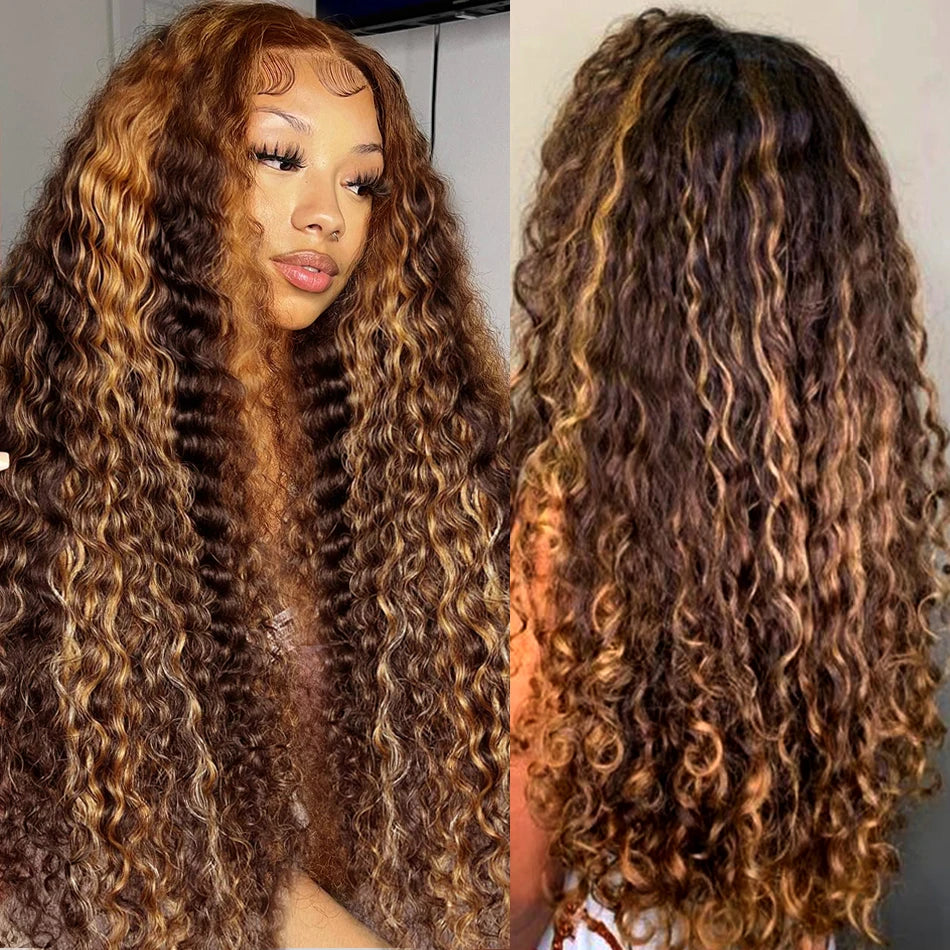 Ready To Wear | Brown Highlight 250% High Density Deep Wave Glueless HD Lace 13x6 Frontal Wig — Top Seller