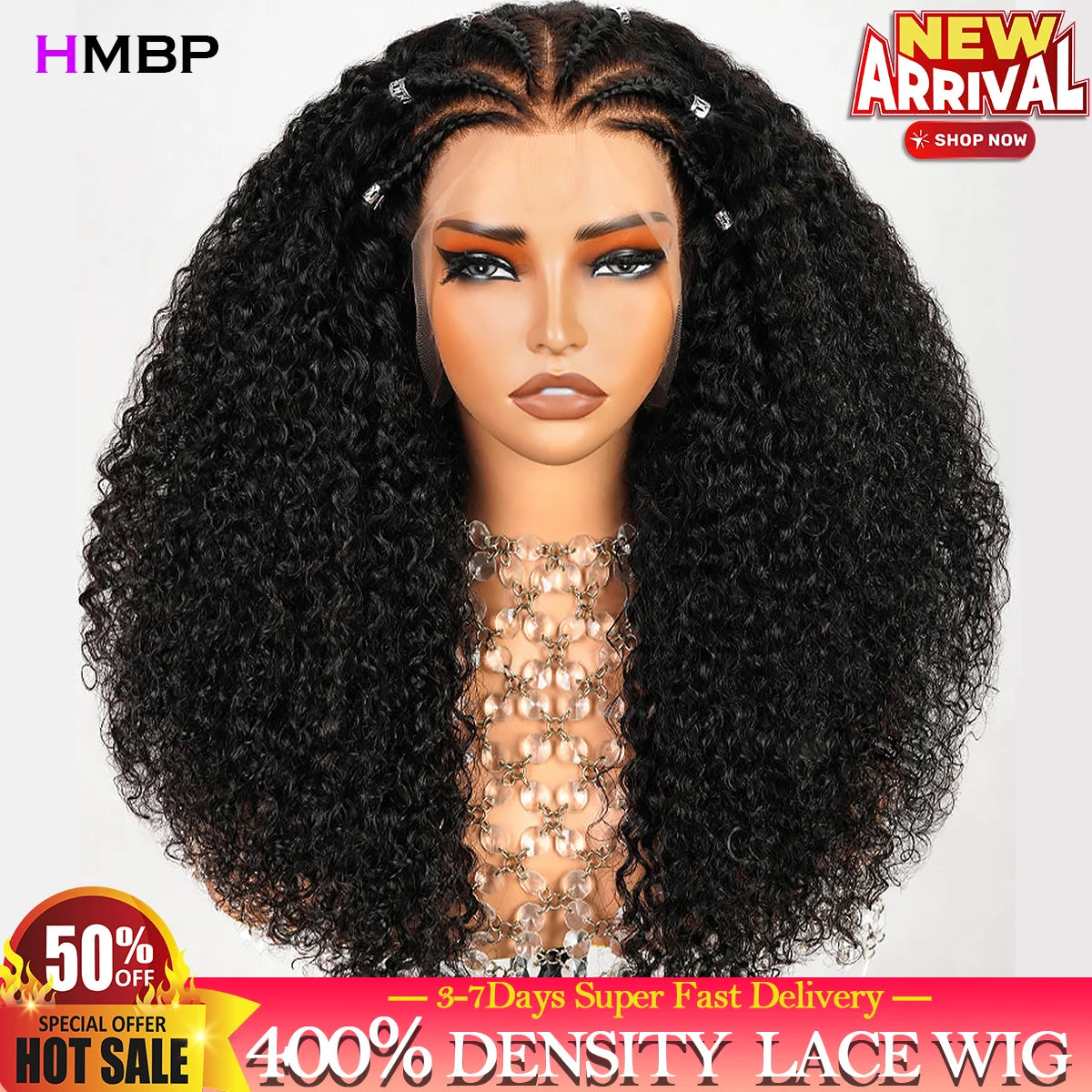Curl Goals | 400% Super Density Kinky Curly Glueless HD Lace 13x6 Frontal Wig by HMBP