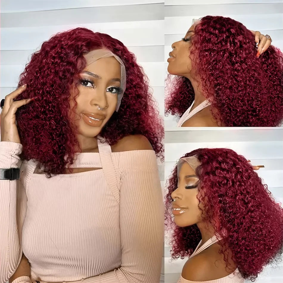 Effortless Waves | Burgundy 99J Water Wave Glueless HD Lace 13x4 Frontal Wig by Doralia