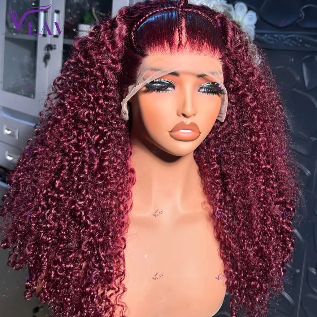 Natural Kinks | Burgundy 99J 450% Super Density Kinky Curly Glueless HD Lace 13x6 Frontal Wig