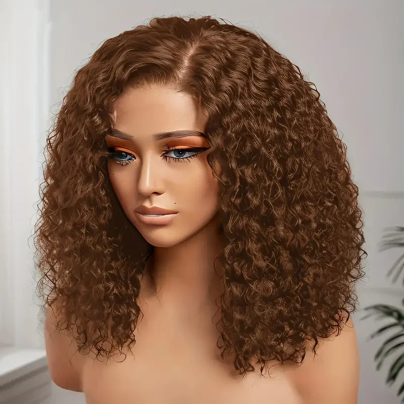 Natural Kinks | Chocolate Brown Kinky Curly Glueless HD Lace 13x4 Frontal Wig Pre-Cut