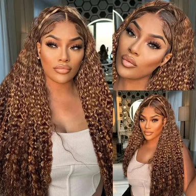 Throw On & Go | Honey Brown Highlight Deep Wave Glueless HD Lace 13x4 Frontal Wig