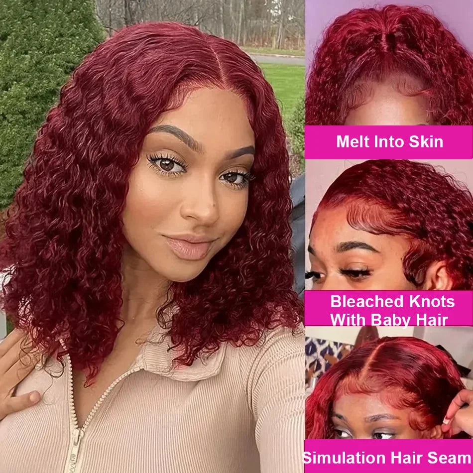 Throw On & Go | Burgundy 99J Water Wave Glueless HD Lace 13x4 Frontal Wig Pre-Cut