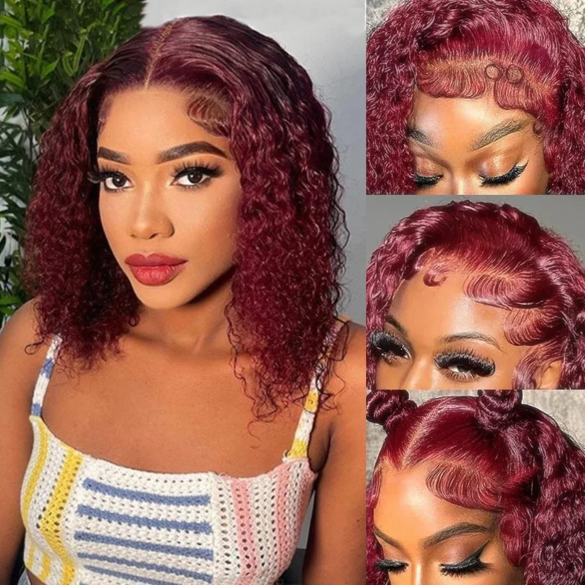 Ready To Wear | Burgundy 99J Deep Wave Glueless HD Lace 13x4 Frontal Wig by Doralia Pre-Cut