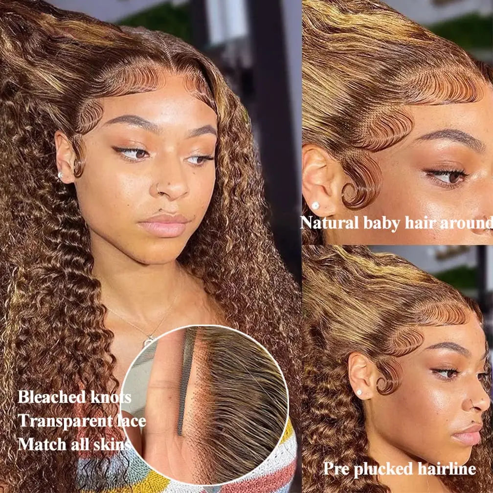 Wear & Go | Honey Brown Highlight Deep Wave Glueless HD Lace 13x4 Frontal Wig