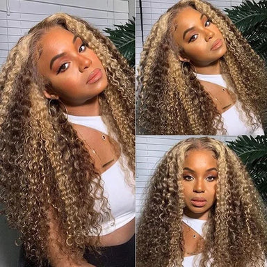Throw On & Go | Honey Brown Highlight Deep Wave Glueless HD Lace 13x6 Frontal Wig Pre-Cut