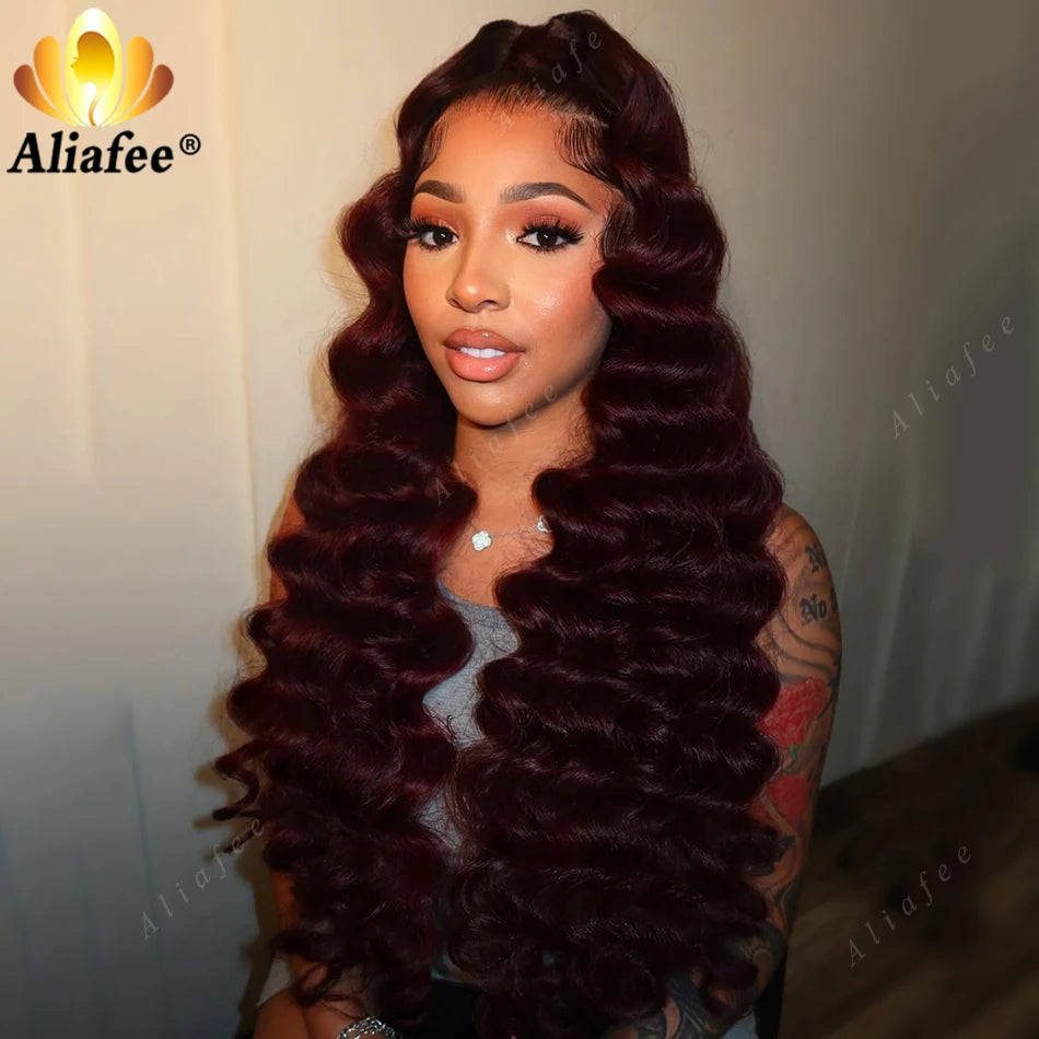 Wear & Go | Burgundy 99J Deep Wave Glueless HD Lace 13x6 Frontal Wig Pre-Cut