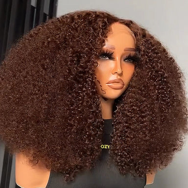 Natural Kinks | Chocolate Brown 450% Super Density Kinky Curly Glueless HD Lace 13x6 Frontal Wig