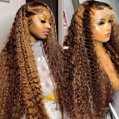 Wear & Go | Honey Brown Highlight Deep Wave Glueless HD Lace 13x4 Frontal Wig