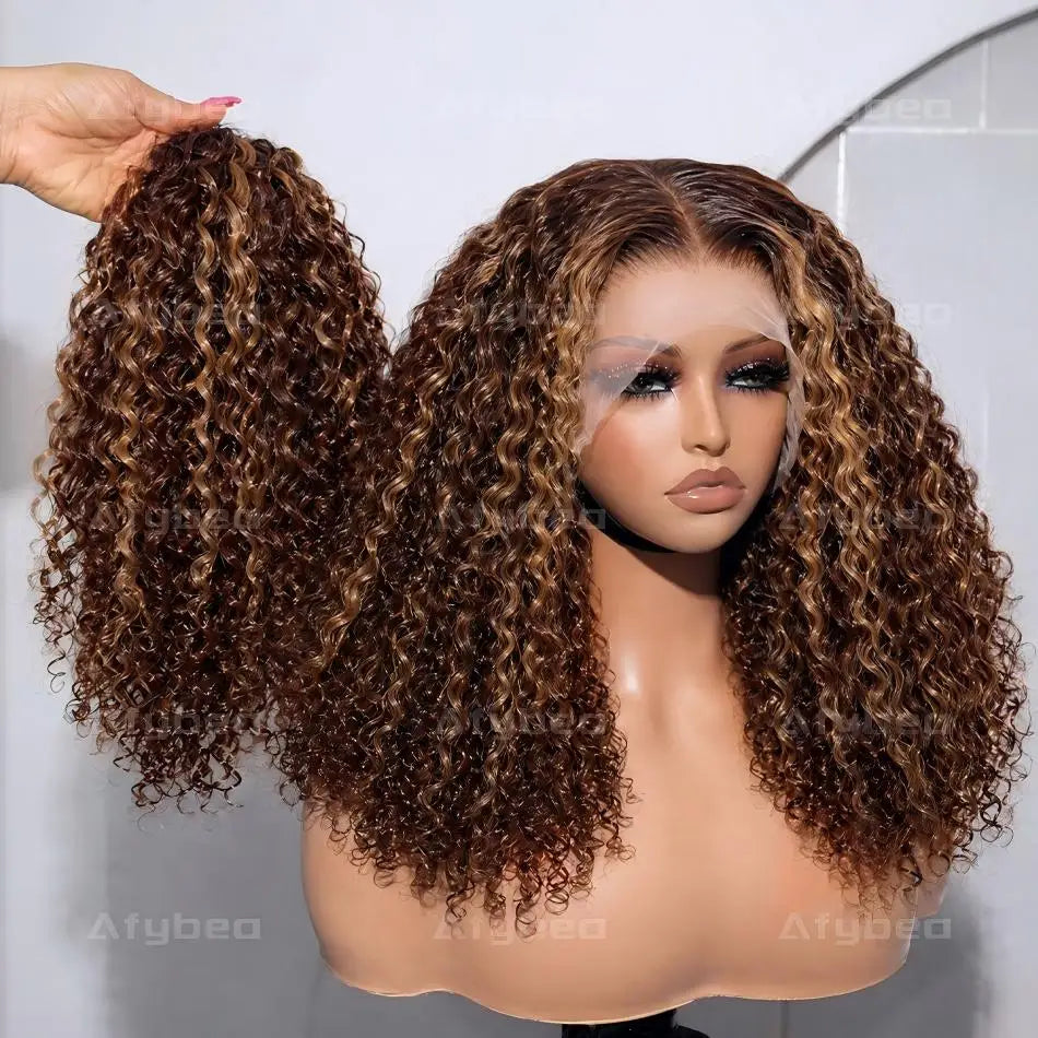 Wear & Go | Honey Brown Highlight Deep Wave Glueless HD Lace 13x6 Frontal Wig by Afybea GlowHair