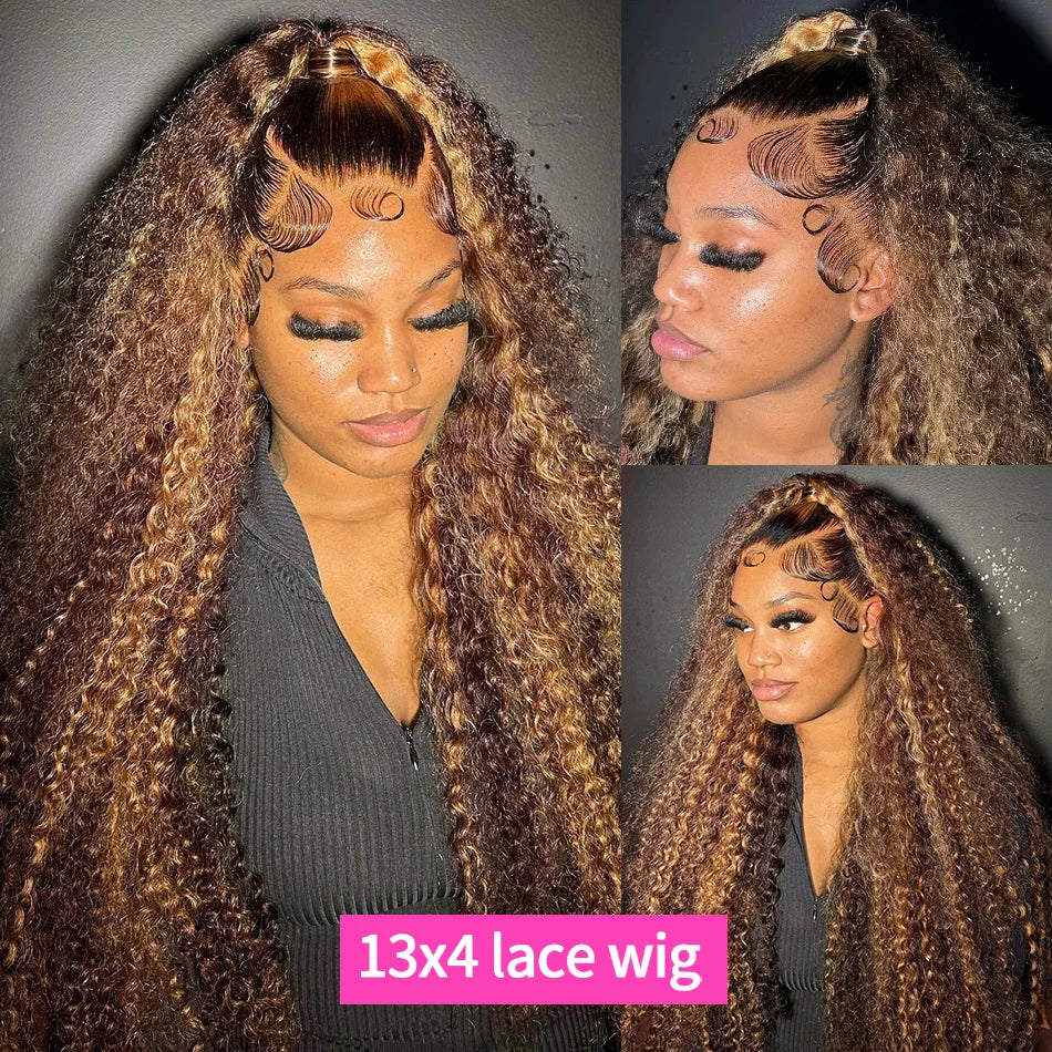 Throw On & Go | Honey Brown Highlight Deep Wave Glueless HD Lace 13x6 Frontal Wig