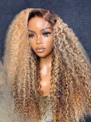 Big Curl Energy | Honey Brown Highlight Kinky Curly Glueless HD Lace 13x6 Frontal Wig