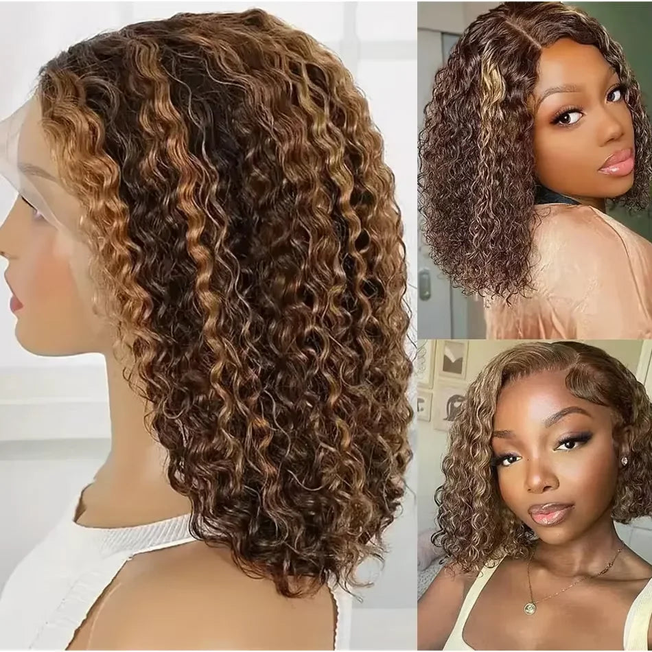 Wear & Go | Brown Highlight Water Wave Glueless HD Lace 13x4 Frontal Wig
