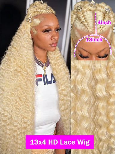 Ready To Wear | 613 Blonde 250% High Density Deep Wave Glueless HD Lace 13x6 Frontal Wig Pre-Cut