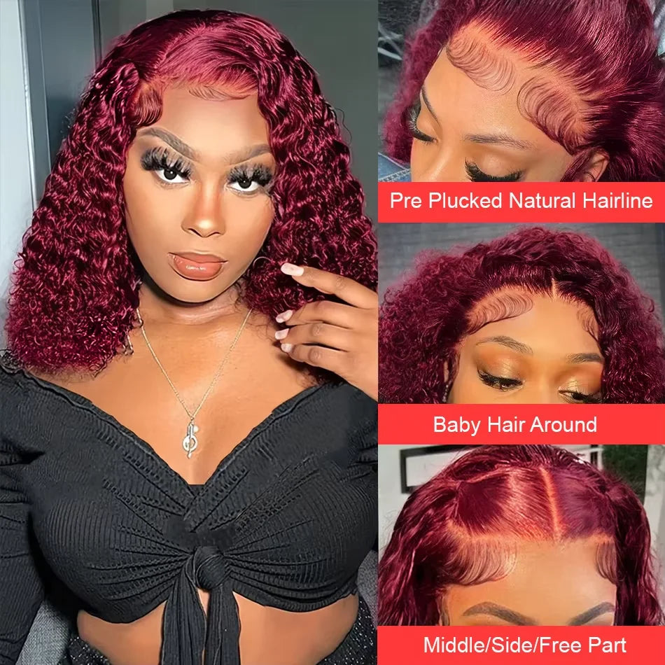 Effortless Waves | Burgundy 99J Water Wave Glueless HD Lace 13x4 Frontal Wig by Doralia