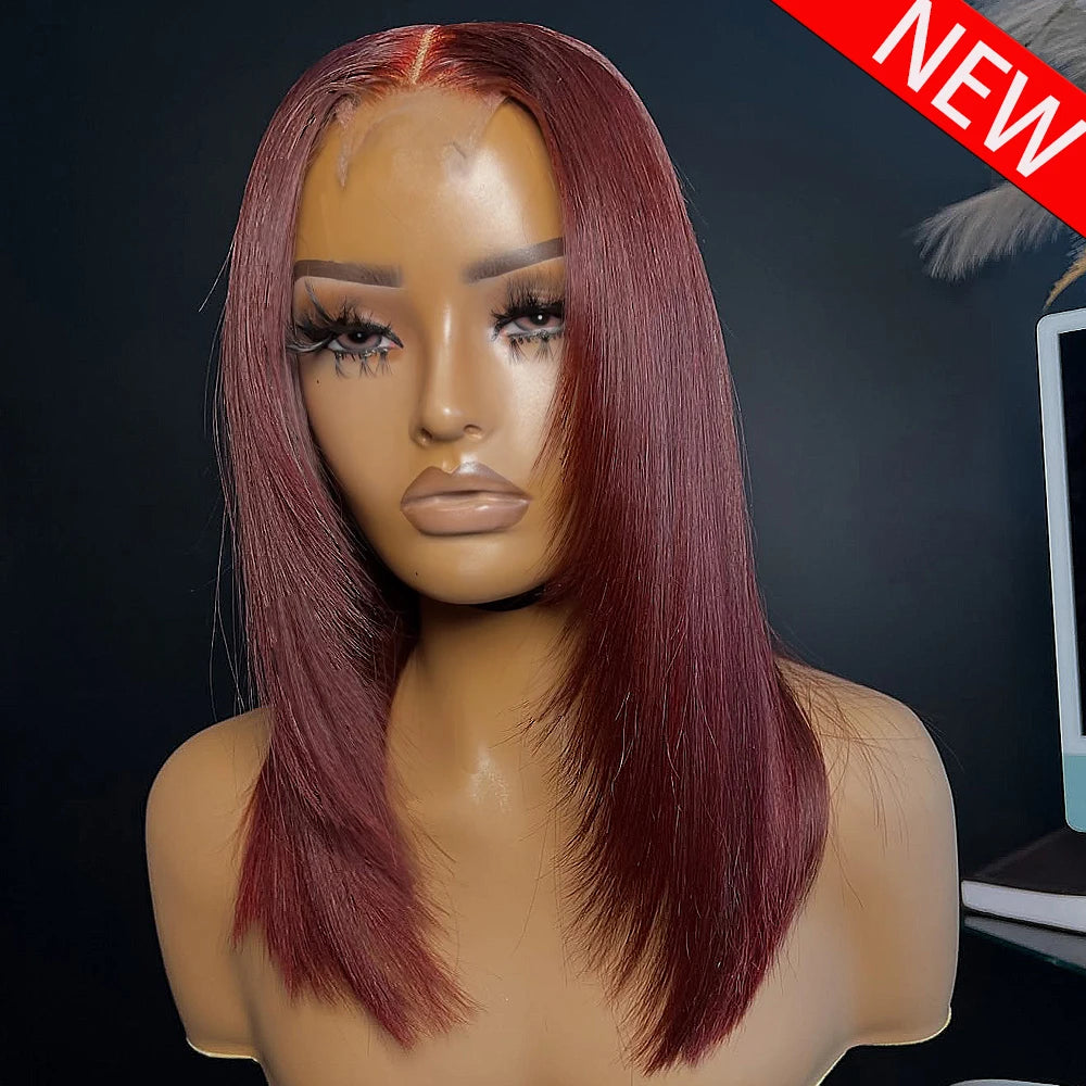 Statement Look | 400% Super Density Burgundy 99J Glueless HD Lace 13x6 Frontal Wig Pre-Cut