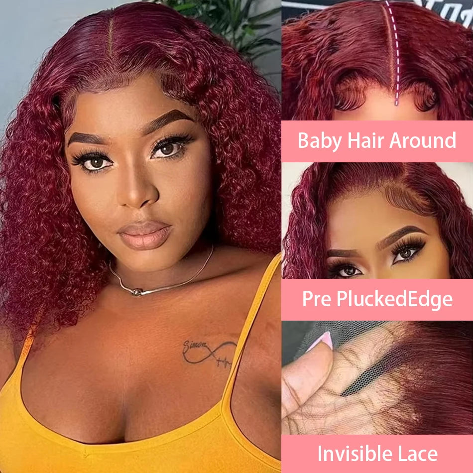 Effortless Waves | Burgundy 99J Water Wave Glueless HD Lace 13x4 Frontal Wig by Melody