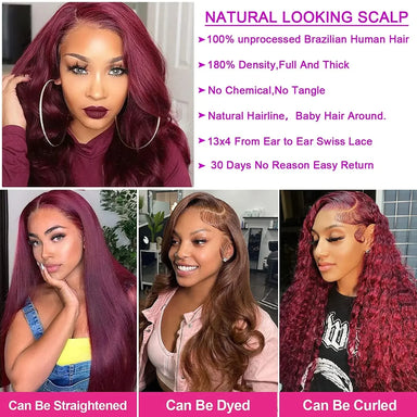 Wear & Go | Burgundy 99J Deep Wave Glueless HD Lace 13x6 Frontal Wig