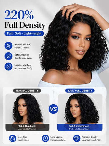 Throw On & Go | 250% High Density Water Wave Glueless HD Lace 13x4 Frontal Wig