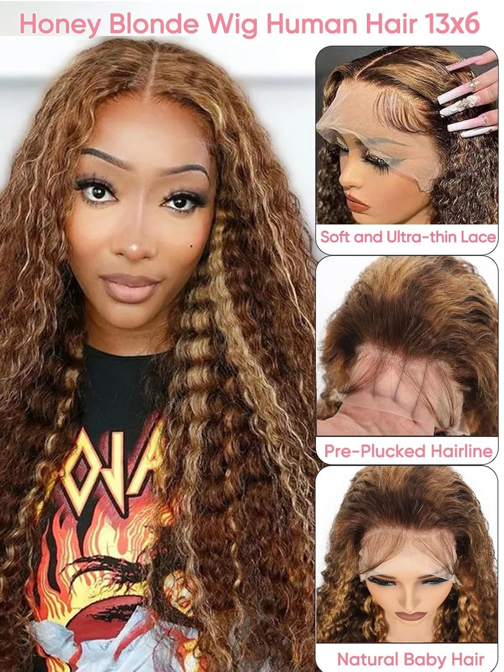 Wear & Go | Honey Brown Highlight Deep Wave Glueless HD Lace 13x6 Frontal Wig by ShineEase