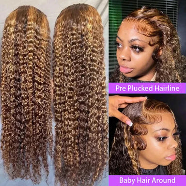 Throw On & Go | Honey Brown Highlight Deep Wave Glueless HD Lace 13x4 Frontal Wig