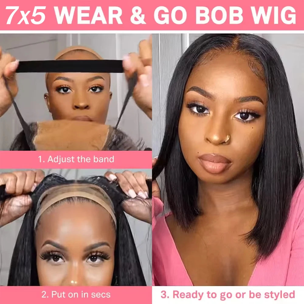 No Glue Needed | 300% Extra Density Wear & Go Glueless HD Lace 7x5 Closure Wig Pre-Cut