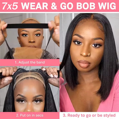 No Glue Needed | 300% Extra Density Wear & Go Glueless HD Lace 7x5 Closure Wig Pre-Cut