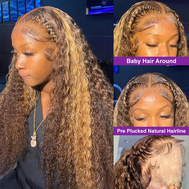Throw On & Go | Honey Brown Highlight Water Wave Glueless HD Lace 13x6 Frontal Wig