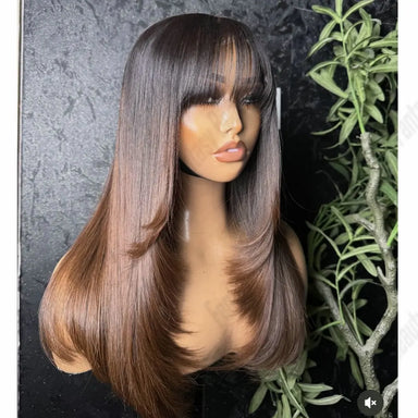 Polished Look | Ombre Brown Straight Glueless HD Lace 13x6 Frontal fantasy beauty Hair Wig