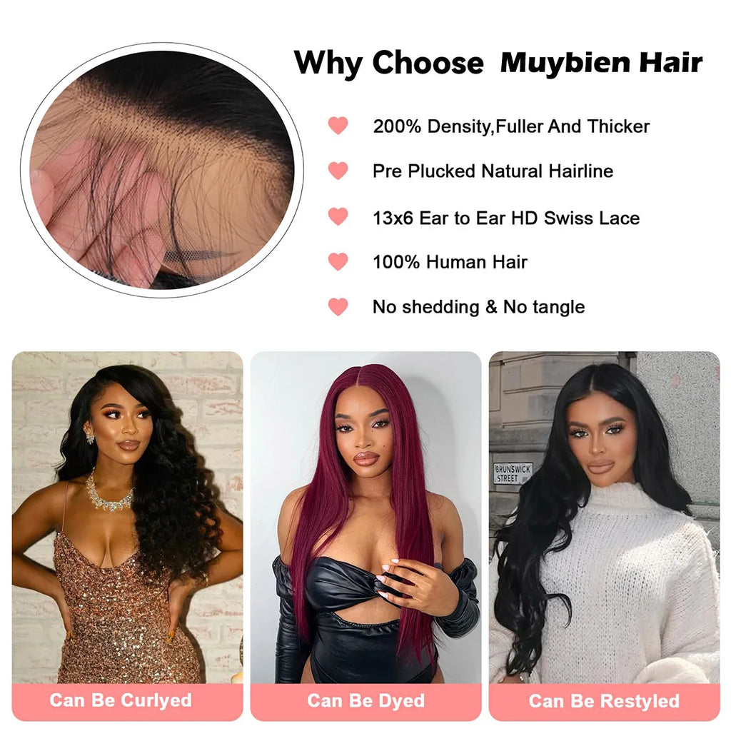 Sleek & Smooth | Straight Glueless HD Lace 13x6 Frontal Wig by Muybien