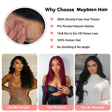 Sleek & Smooth | Straight Glueless HD Lace 13x6 Frontal Wig by Muybien
