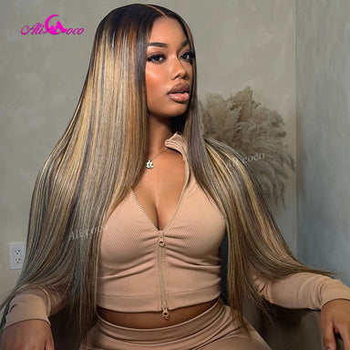 Sun-Kissed | Brown Highlight 180% Density Highlight Glueless HD Lace 13x6 Frontal Wig Pre-Cut