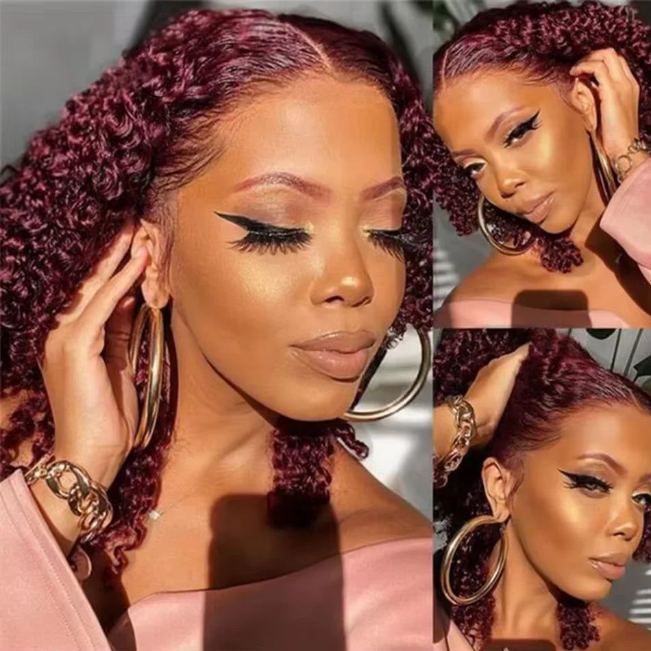 Effortless Waves | Burgundy 99J Water Wave Glueless HD Lace 13x4 Frontal Wig by Doralia